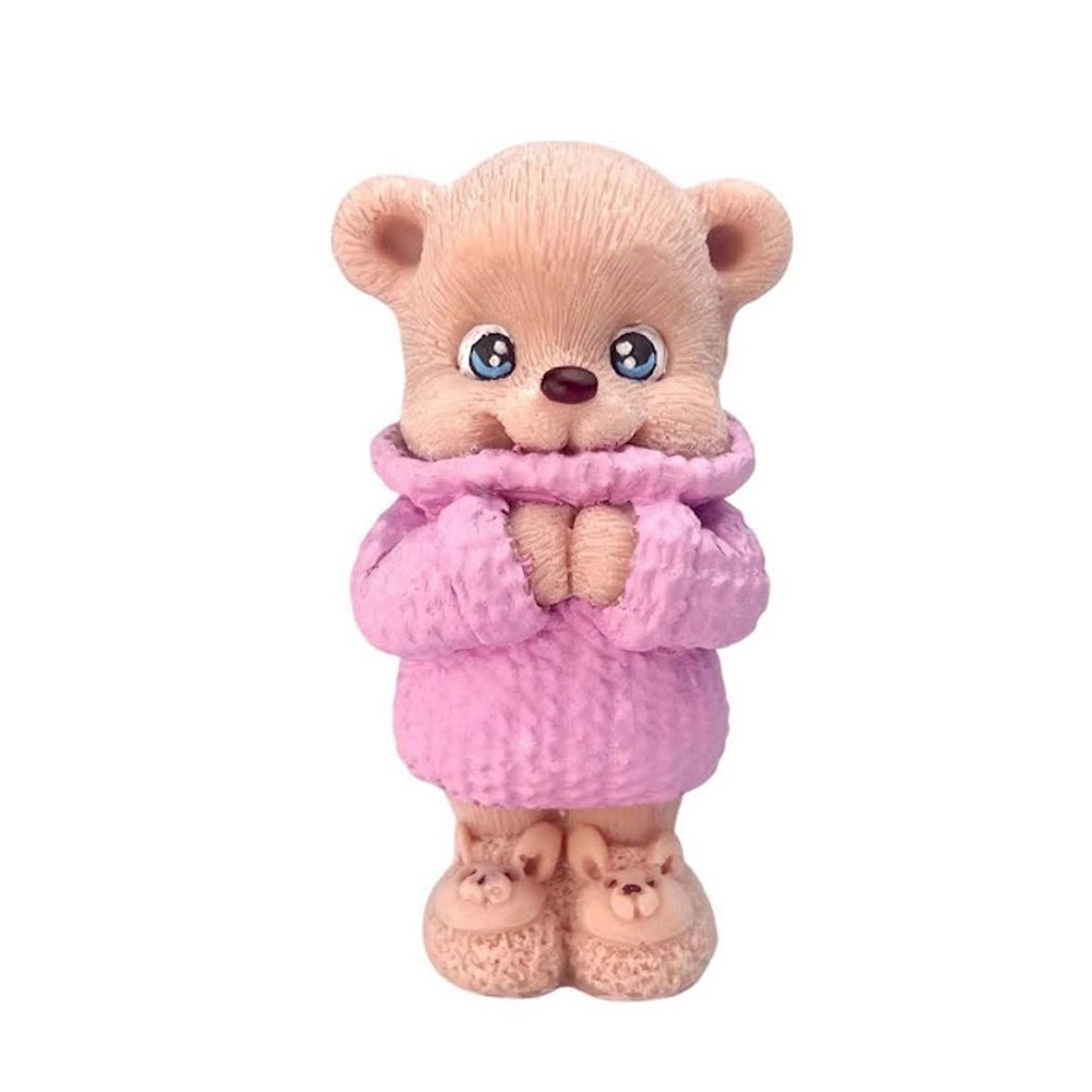 Коричневий ведмедик у рожевій кофті