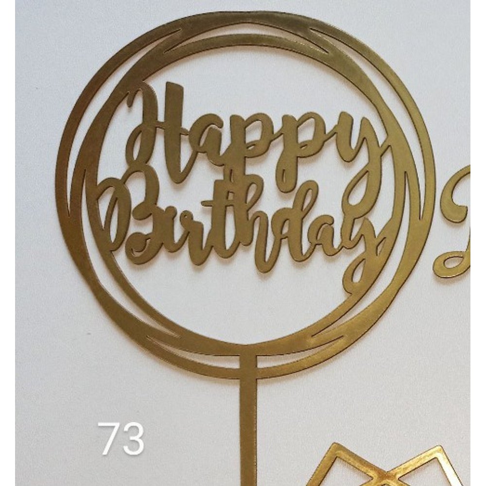 Топер для торта «Happy Birthday» у круглій рамці (73)
