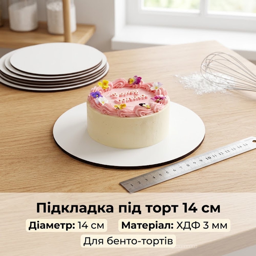 Підкладка під торт ХДФ 3мм Кругла 14 см (біла)