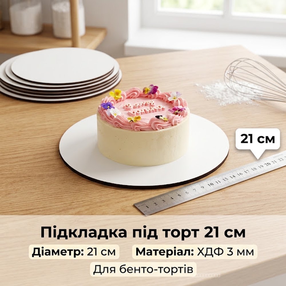 Підкладка під торт ХДФ 3мм Кругла 21 см (біла)
