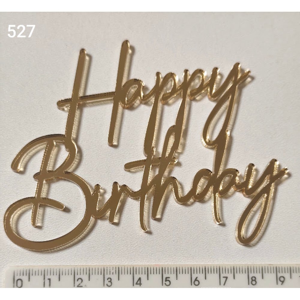 Золотий дзеркальний топер «Happy Birthday» (527)