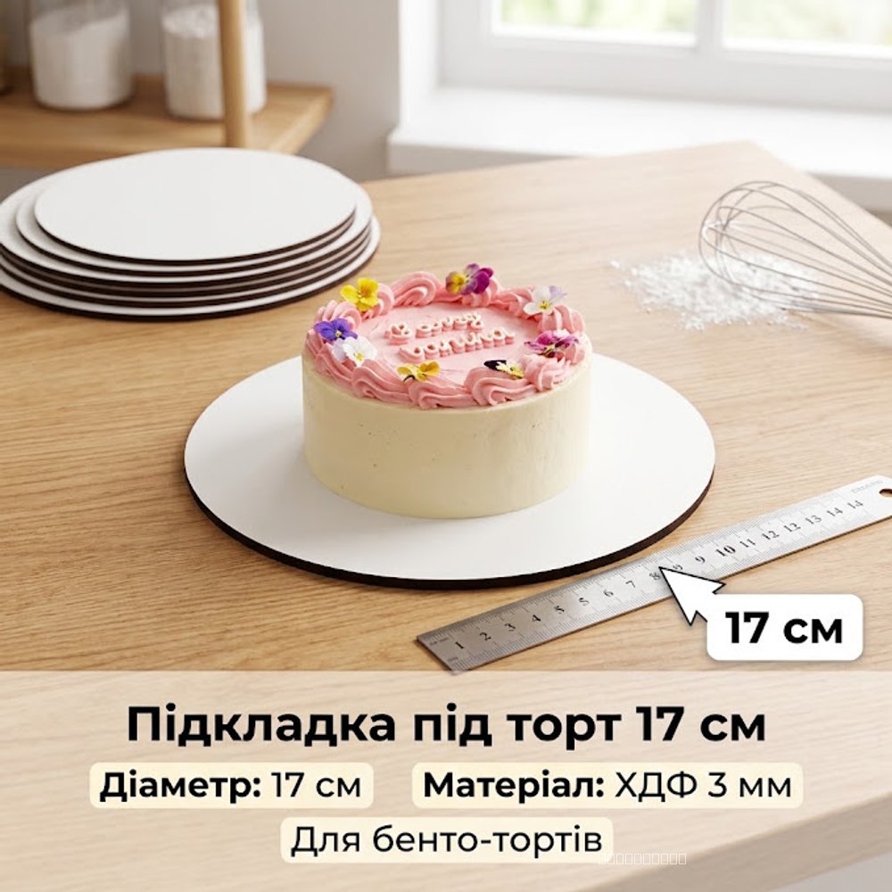 Підкладка під торт ХДФ 3мм Кругла 17 см (біла)