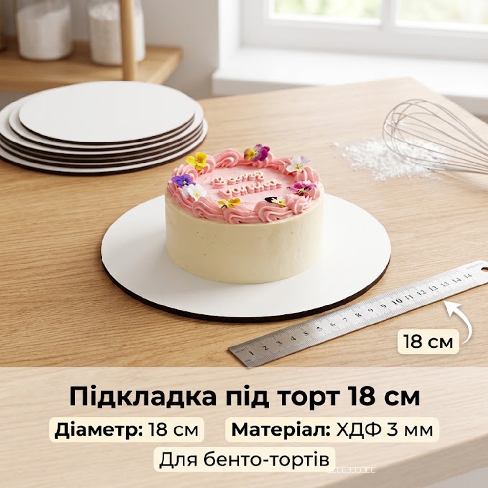 Підкладка під торт ХДФ 3мм Кругла 18 см (біла)